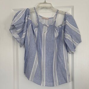 Skies Are Blue Striped Blouse in Blue and White